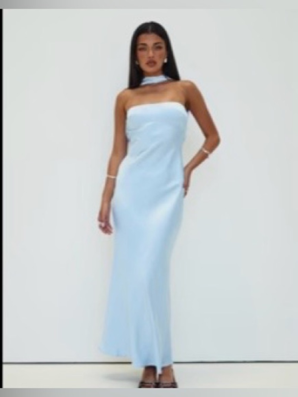 Princess Polly Strapless icy Blue Legacies maxi dress